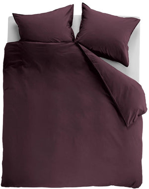 Ambiante cotton uni dekbedovertrek - effen - lits-jumeaux xl - 260x200 220 cm - donker rood