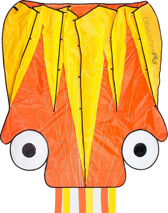 Dragon fly vlieger - octopus - oranje geel - 124 x 127 cm - vanaf 7 jaar