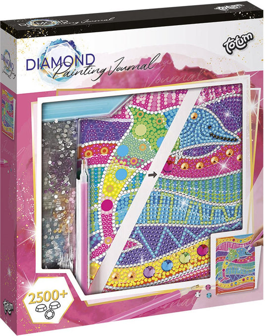 Totum dolfijn notitieboek dagboek diamond painting speelgoed meisjes incl. 2000 strass steentjes knutselen schrijfboek cadeau tip vanaf 6 jaar