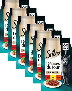 Sheba kattenvoer - délices du jour - traiteur vlees selectie in saus natvoer - 36x50 g