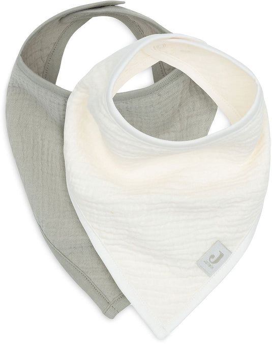 Jollein baby slab bandana - hydrofiel - slabbetjes baby - 2 stuks - olive green oatmeal