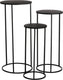 Mica decorations quinty bijzettafel - set van 3 - h70 x ø32 cm - metaal - zwart