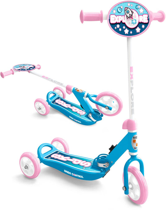 Stamp roze opvouwbare driewielige step skids control