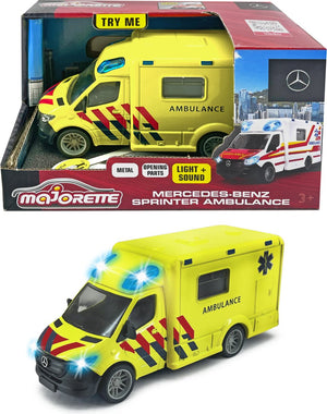Majorette grand series - mercedes-benz sprinter ambulance nl - metaal - licht en geluid - 12,5 cm - speelgoedvoertuig
