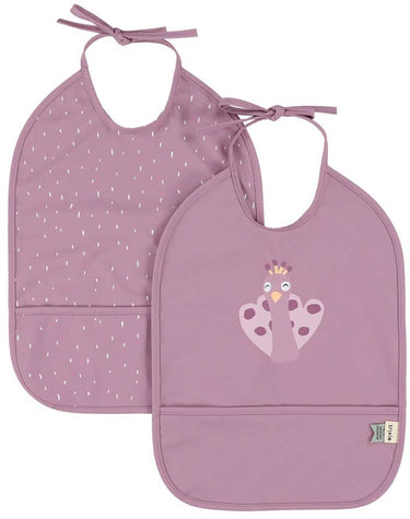 Trixie slabbetje set - afwasbaar 2-pack mrs. peacock baby slabben.
