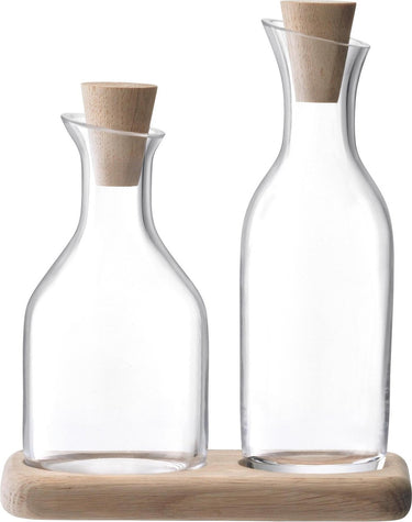 Lsa international l.s.a. serve olie azijnset - incl. eikenhouten plateau - 15 x 8,5 x 17 cm - glas