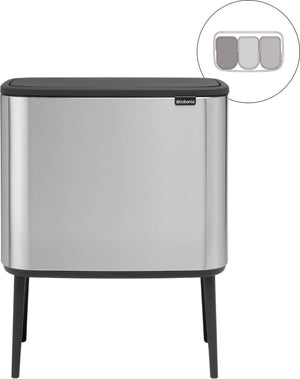 Brabantia bo touch bin prullenbak - 3 x 11 liter - afvalscheiding - matt steel fingerprint proof