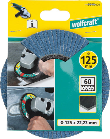 Wolfcraft - lamellenschijf - 125mm - korrel 60 - schuurlamellenplaat haakse slijper voor metaal - 2016000