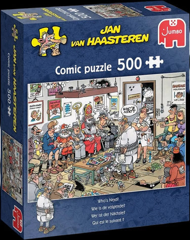 Jan van haasteren - wie is de volgende? - 500 stukjes puzzel - legpuzzel