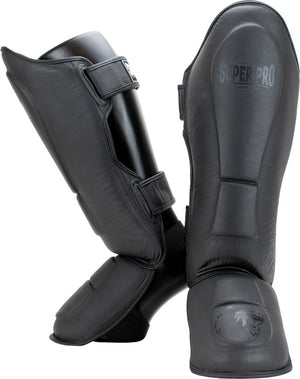 Super pro combat gear lederen scheenbeschermer guardian grijs small