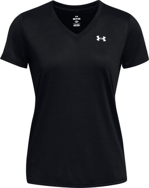 Under armour tech ssv- solid-blk dames sportshirt - zwart - wit