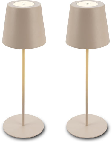Briloner kiki - set van 2 tafellampen opllaadbaar - dimbaar - voor binnen en buiten - in hoogte verstelbaar - warm wit licht - beige