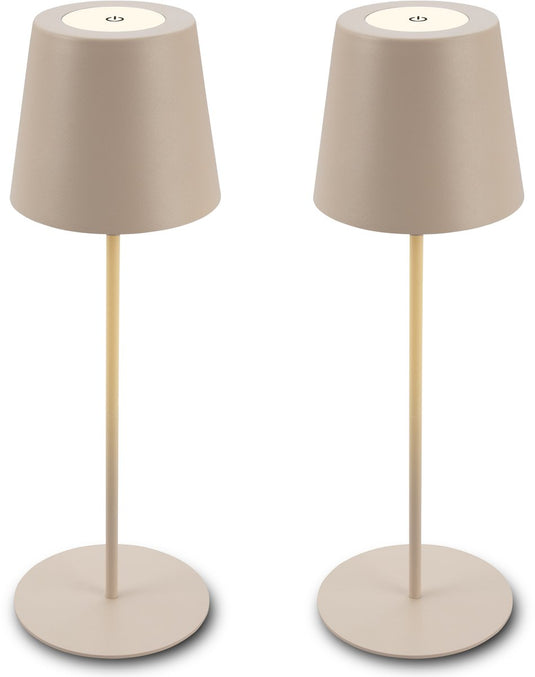 Briloner kiki - set van 2 tafellampen opllaadbaar - dimbaar - voor binnen en buiten - in hoogte verstelbaar - warm wit licht - beige