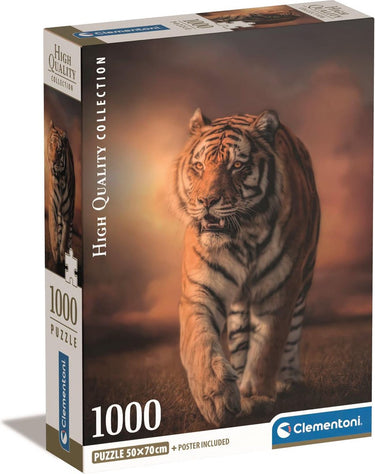 Clementoni tiger legpuzzel - tijger puzzel - dieren puzzel 1000 stukjes - 70x50 cm - voor volwassenen en kinderen vanaf 14 jaar