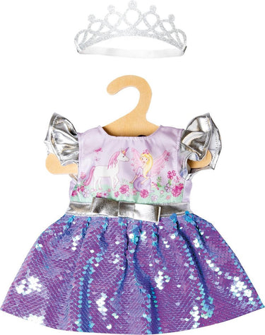 Heless poppenjurk fee en eenhoorn met sequins en kroon, 28-35 cm