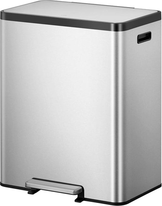 Eko - ecocasa 2 recycling pedaalemmer 30+30 liter - stainless steel - mat rvs - prullenbak