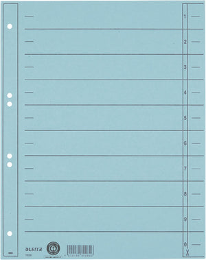 Leitz staffeltabblad karton - beschrijfbare tabs, 2 4-rings - voor ordners en ringbanden - lichtblauw