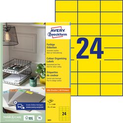 Universele etiketten avery 3451 70x37mm geel