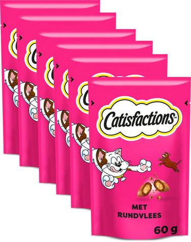 Catisfactions kattensnoepjes - snacks - rund - 6 zakjes van 60g