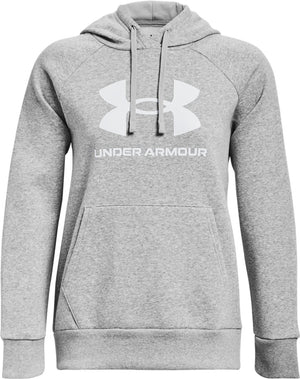 Under armour ua rival fleece big logo hd dames sporttrui - grijs - wit