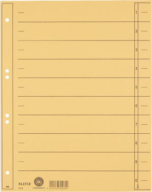 Leitz staffeltabblad karton - beschrijfbare tabs, 2 4-rings - voor ordners en ringbanden - geel