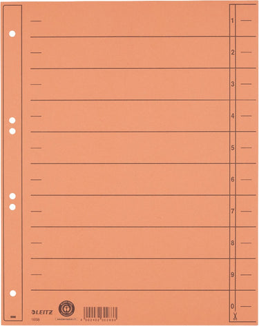 Leitz staffeltabblad karton - beschrijfbare tabs, 2 4-rings - voor ordners en ringbanden - oranje