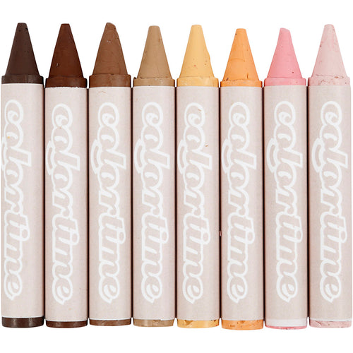 Colortime waskrijt, l: 10 cm, d 15 mm, skin colours, 8 stuk 1 doos