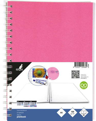 Kangaro plakboek - a5+ - 120 grams - 80 pagina's - roze