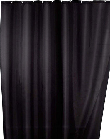 Wenko anti-schimmel douchegordijn zwart 180x200cm polyester - inclusief ophangringen - waterdicht - wasbaar - sneldrogend