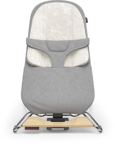 Uppababy - mira stella - wipstoel - bouncer - grijs - zilveren frame met houten voet - baby en peuter - 2-in-1 schommelstoel - relax