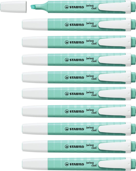 Stabilo swing cool - markeerstift - perfect voor onderweg - pastel - vleugje turquoise - doos 10 stuks