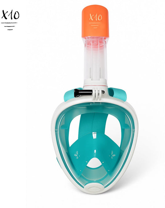 X10 snorkelmasker - duikbril - snorkel - snorkelset - full face masker - volwassenen - turquoise - s m