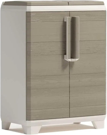 Keter split premium - afvalscheidingskast - 2 x 110 l - hout effect - beige bruin