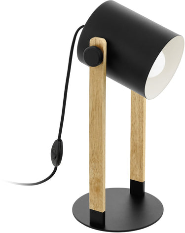Eglo hornwood tafellamp - 1 lichts - 42cm - e27 - hout zwart - fsc hout