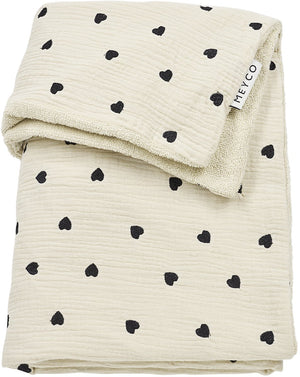 Meyco baby sweet heart wiegdeken - pre-washed hydrofiel - soft sand - 75x100cm - 1.5 tog