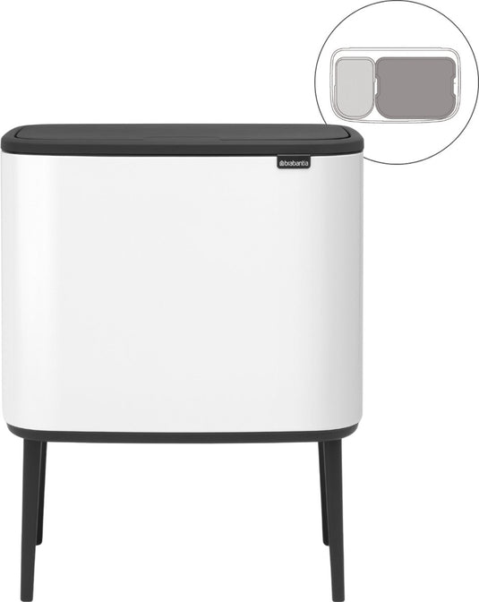 Brabantia bo touch bin prullenbak - 11 + 23 liter - afvalscheiding - white