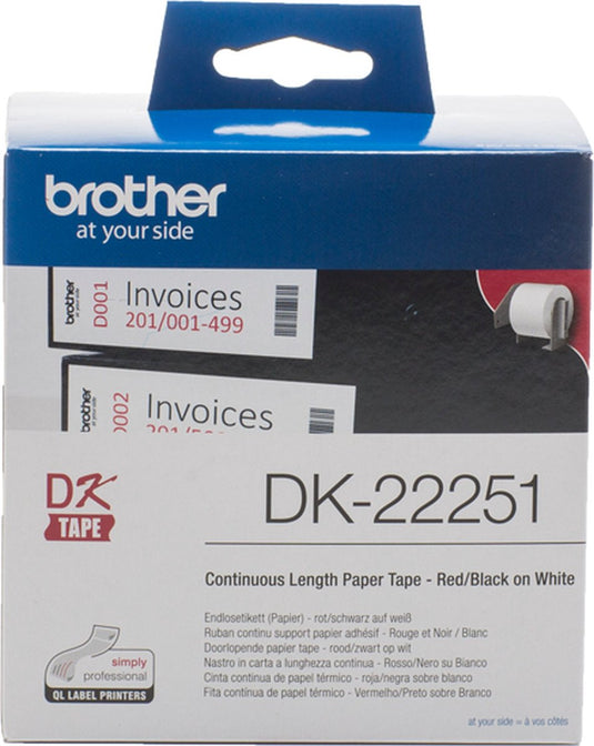Brother - dk22251 black red on white roll (6.2 cm x 15.24 m) 1 roll(s) label continuous paper - dk22251