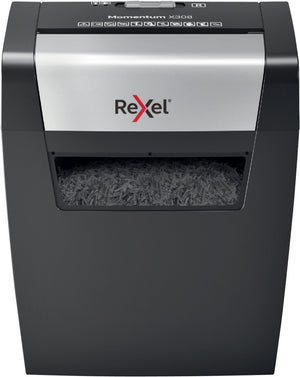 Rexel momentum x308 papierversnipperaar - p3 cross cut snippers - tot 8 vel - 15l - zwart