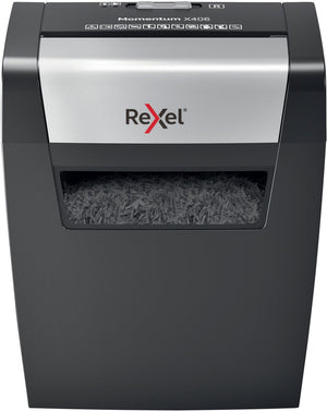 Rexel momentum x406 papierversnipperaar - p4 snippers - tot 6 vel - 15l - zwart