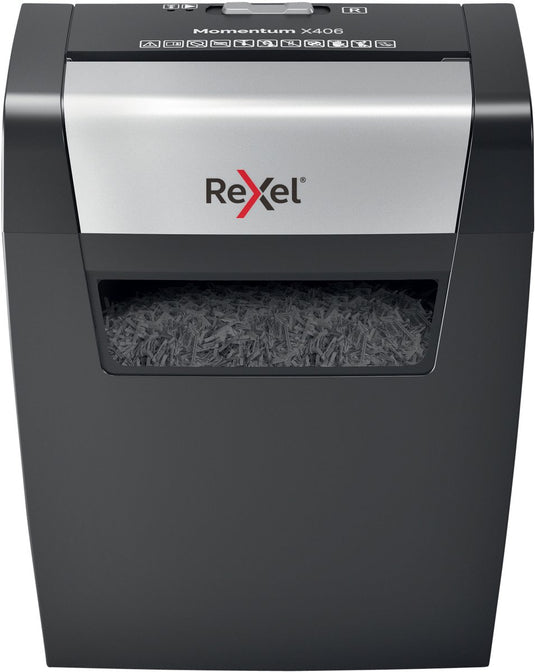 Rexel momentum x406 papierversnipperaar - p4 snippers - tot 6 vel - 15l - zwart