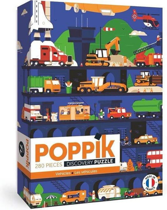 Poppik puzzel - voertuigen - 280 stukjes - vanaf 7 jaar - 462 x 326 mm - educatief
