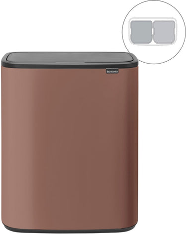 Brabantia bo touch bin prullenbak - 2 x 30 liter - afvalscheiding - satin taupe