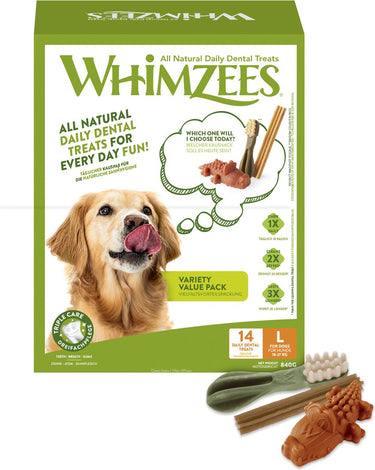 Whimzees variety box l - kauwsnacks - hond - assortiment - 14st