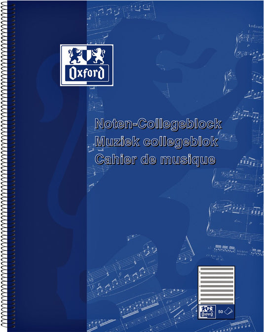 Oxford muziekblok - a4 - 50 vel - blauw