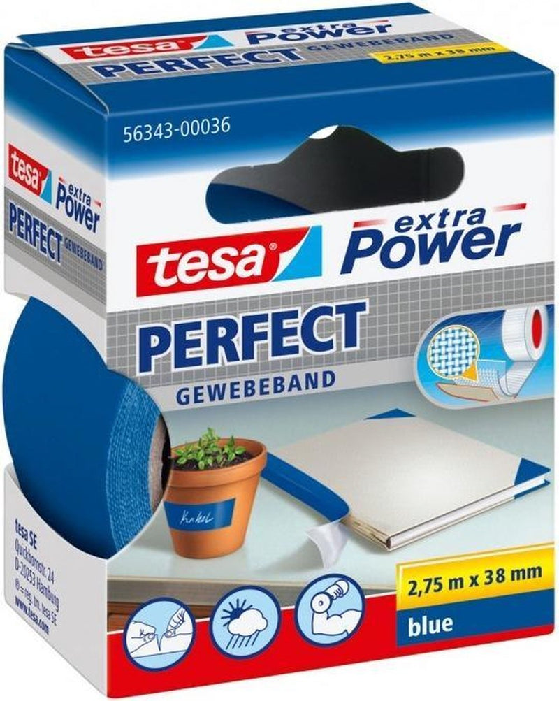 Afbeelding laden in galerijviewer, Tesa perfect 56343-00036-03 textieltape extra power blauw (l x b) 2.75 m x 38 mm 1 stuk(s)
