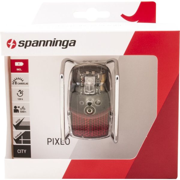 Load image into Gallery viewer, Spanninga achterlicht Pixeo Xb batterij spatbord chroom
