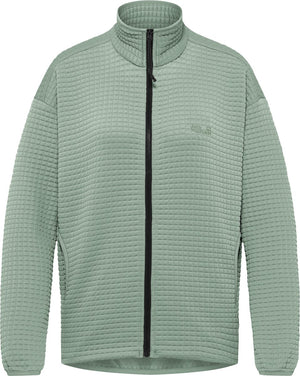 Jack wolfskin mogari fleecejack dames - dames lange rits fleece - green zinnia