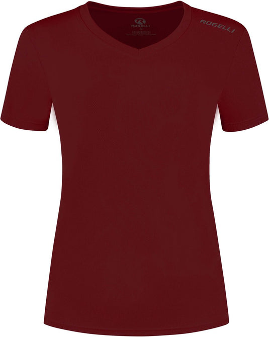 Rogelli promo hardloopshirt dames - korte mouwen - bordeaux - s