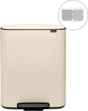 Brabantia bo prullenbak - 2 x 30 liter - afvalscheiding - soft beige