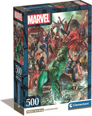 Clementoni - puzzel - 500 stukjes - marvel compact box - puzzel voor kinderen en volwassenen
